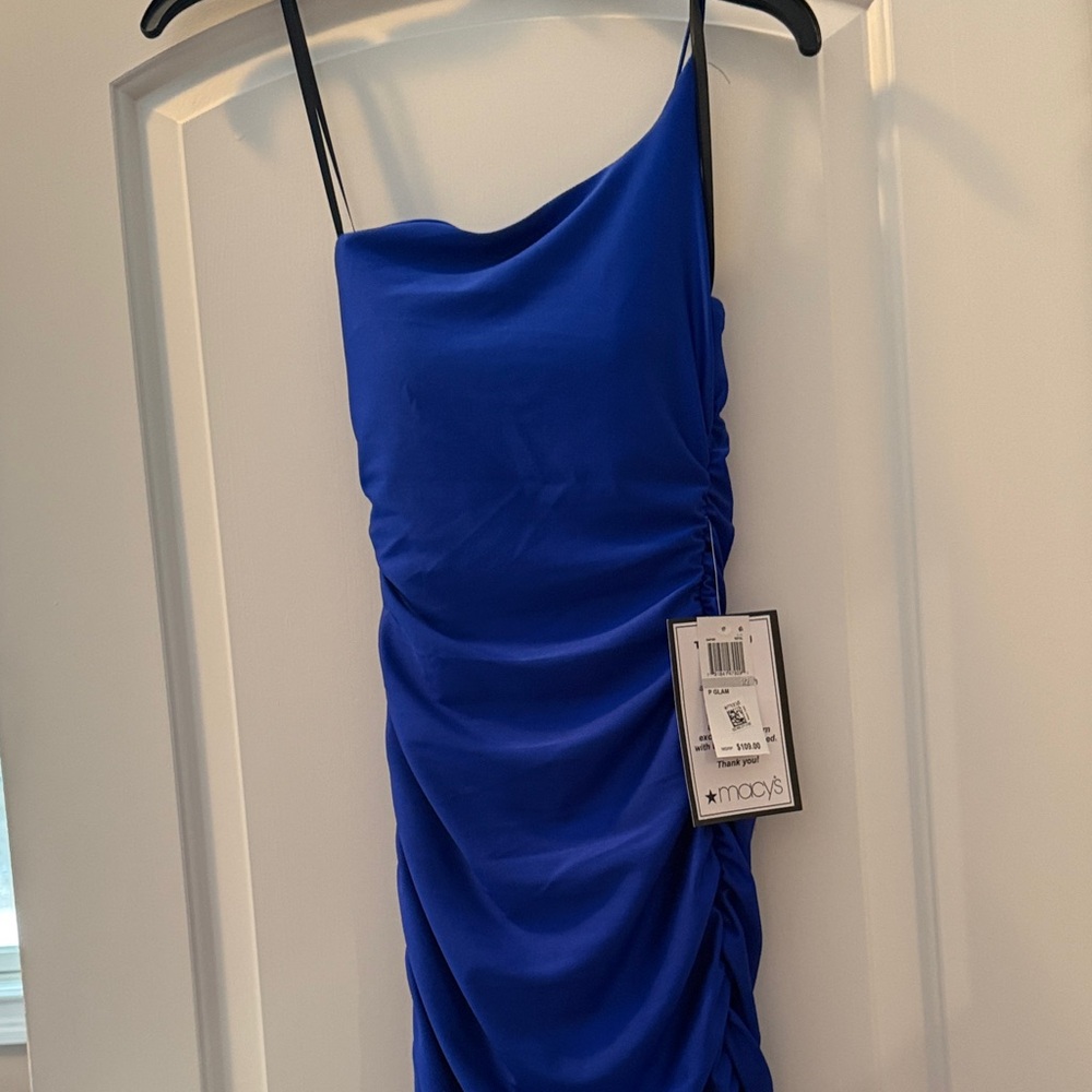 Macy's One Shoulder Dress in Vibrant Blue